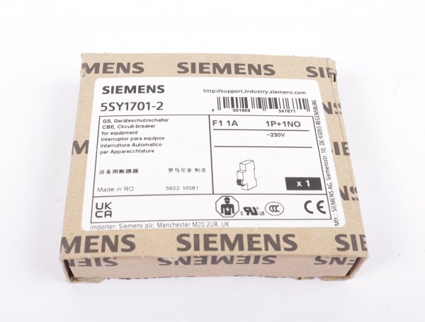 Siemens Geraeteschutzschalter 5SY1701-2 1polig mit Hilfsschalter #new sealed
