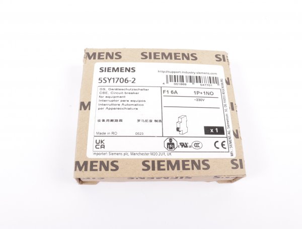 Siemens Geraeteschutzschalter 5SY1706-2 1polig mit Hilfsschalter #new sealed