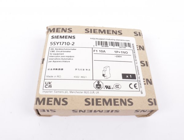Siemens Geraeteschutzschalter 5SY1710-2 1polig mit Hilfsschalter 10 A #new sealed