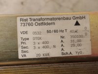 Rist Transformatorenbau Trenn-Trafo Trenn-Transformator DTGK Pri.3x400V Sec.3x400V #used