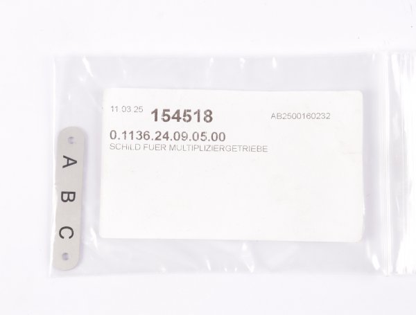 WEILER Matador Schild für Multipliziergetriebe 0.1136.24.09.05.00  154518 #new open box