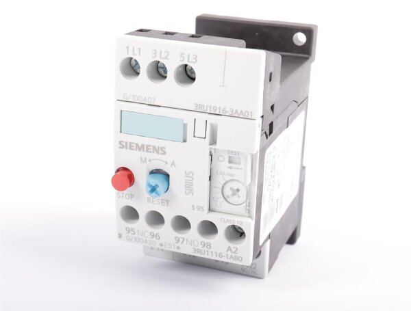 Siemens Überlastrelais 3RU1116-1AB0 + Einzelaufstellungsträger 3RU1916-3AA01 #used