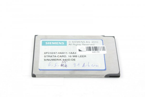 SINUMERIK 802D/810D/840D 6FC5247-0AA11-0AA3 PC-Card nach Standard PCMCIA STRATA, 8MByte 06.05.55  31Achsen