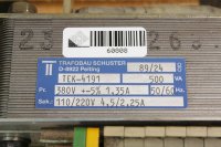 Schuster TEK-4191 Trafo Transformator pri.380V  &plusmn;5% 1,35A sek.110/220V 4,5/2,25A 500VA